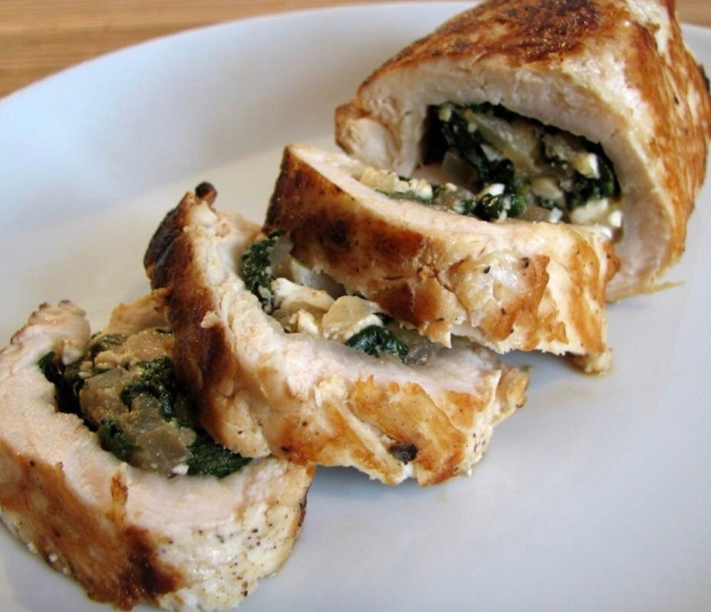 Chicken Breast Stuffed with Spinach, Mushroom & Shallots