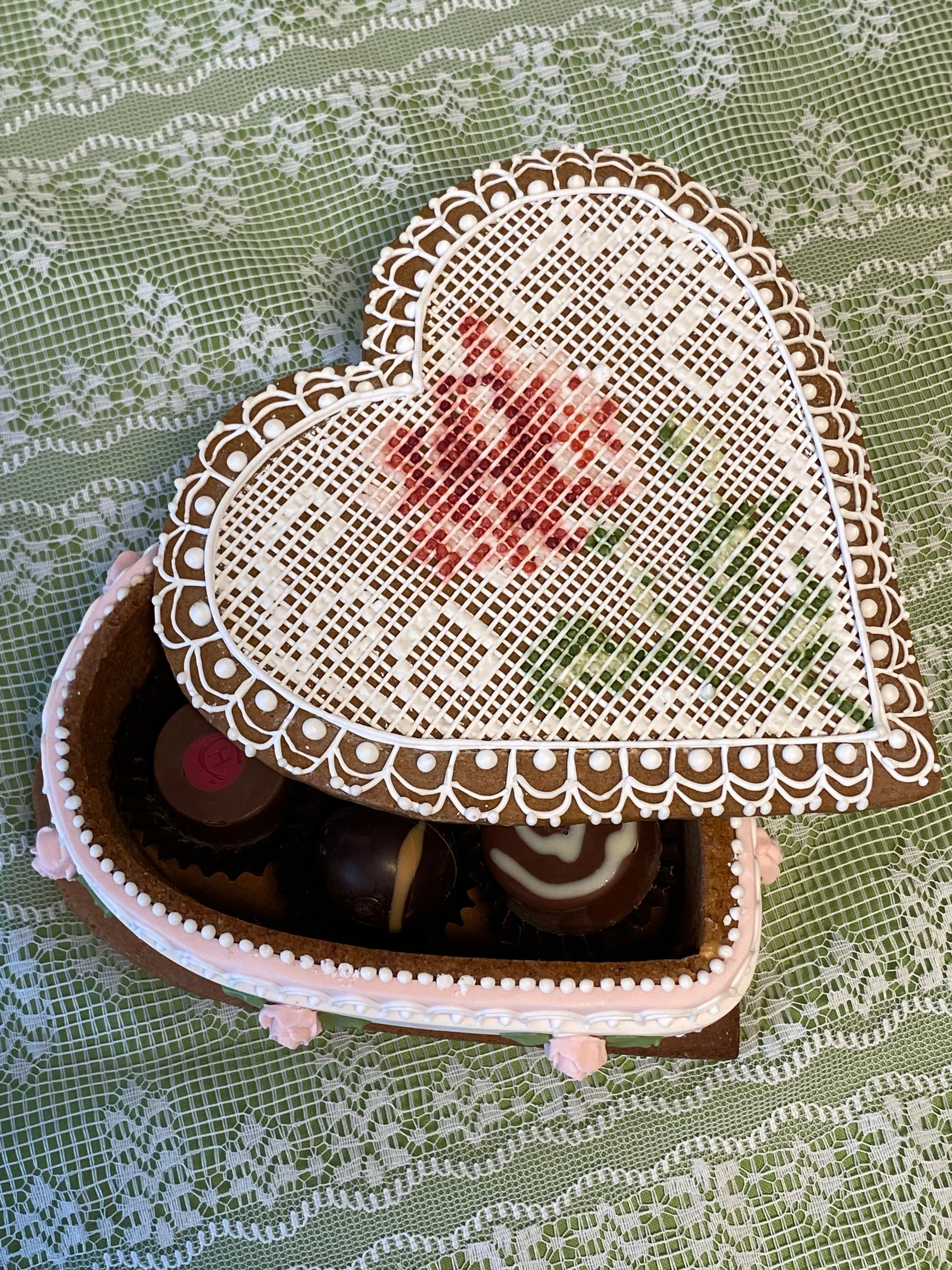 Lace Heart Box Filled with Chocolate Truffle