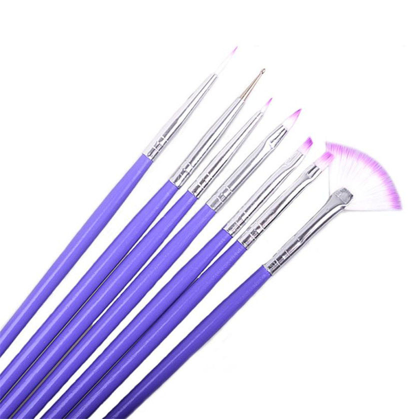 Thumbnail: 7 Piece Luxury Lilac Handle Nail Art Brush Set