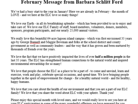February Message from Barbara Schlitt Ford