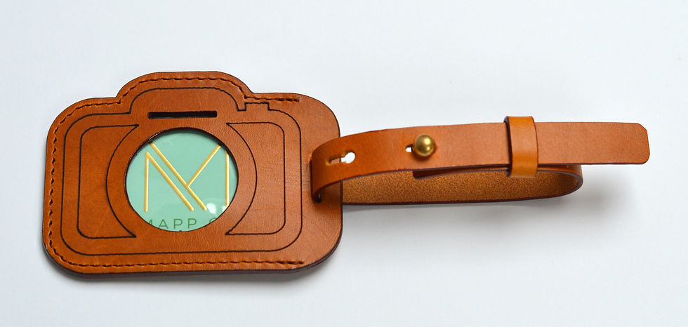 Thumbnail: Mustard Yellow Leather Luggage Tag