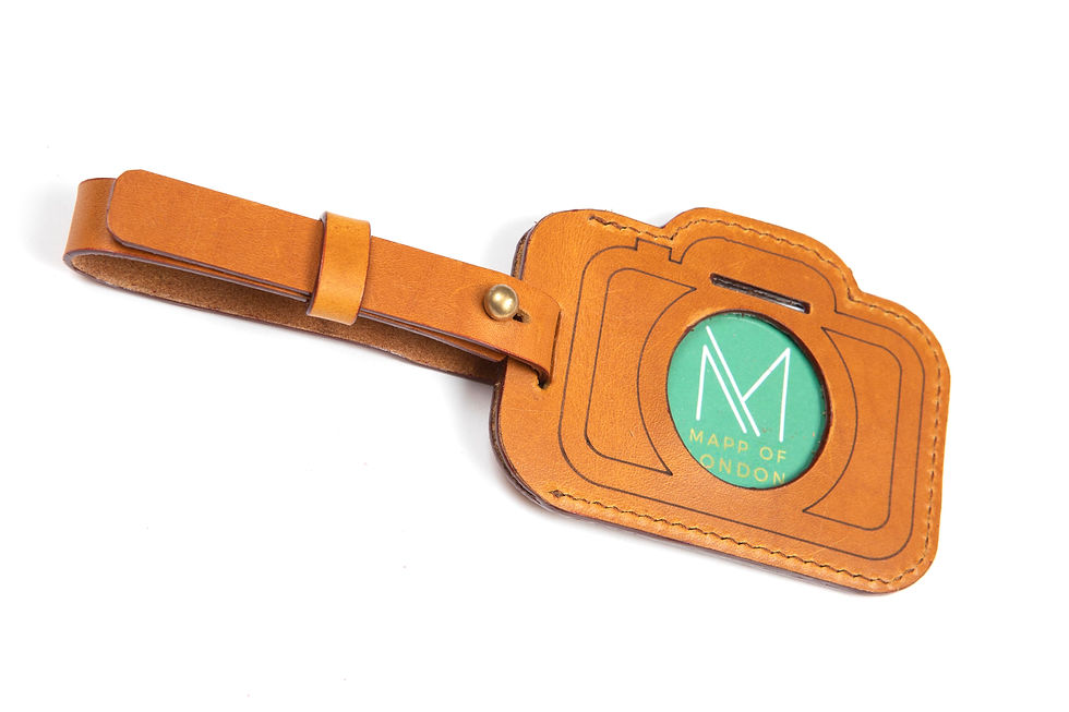 Thumbnail: Mustard Yellow Leather Luggage Tag
