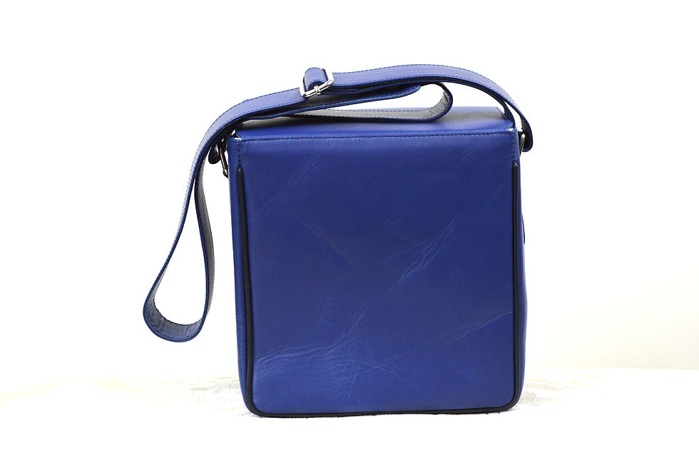 Thumbnail: Cobalt Blue Leather Camera/Travel Bag