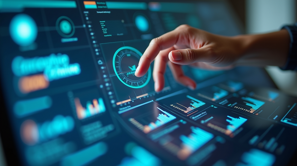 Close-up view of a digital interface showcasing interactive product demos