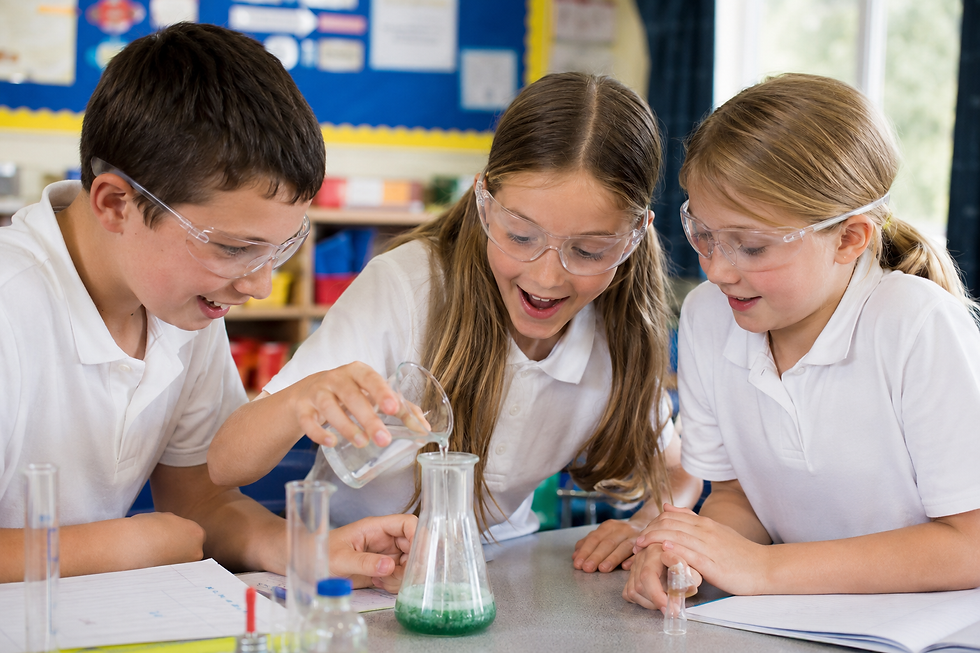 Children enjoying exciting hands-on Science activities in a primary school classroom.