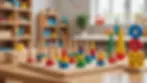 Eye-level view of various Montessori toys on display