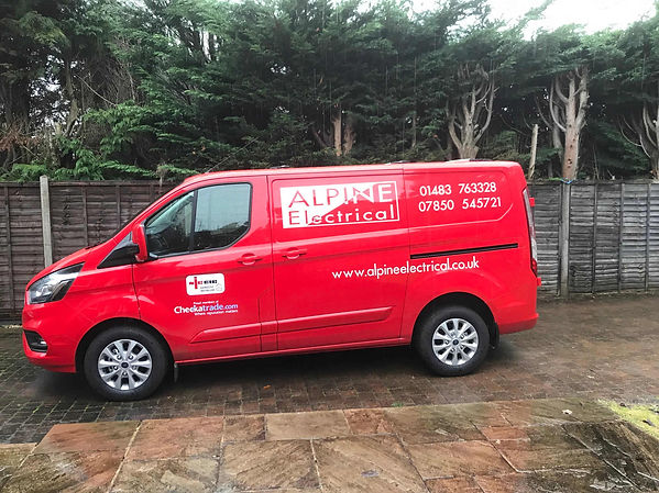 Alpine Electrical van outdoors