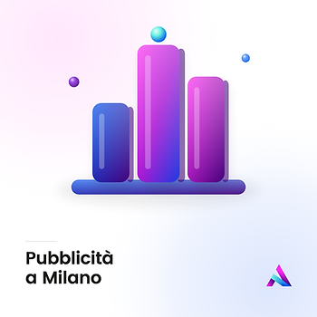 Pubblicità a Milano per PMI: torri astratte a gradiente che ricordano lo skyline di una grande città