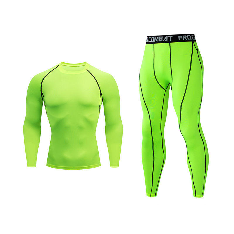 Miniatura: Conjunto esportivo masculino térmico com proteção UV compressão elástica