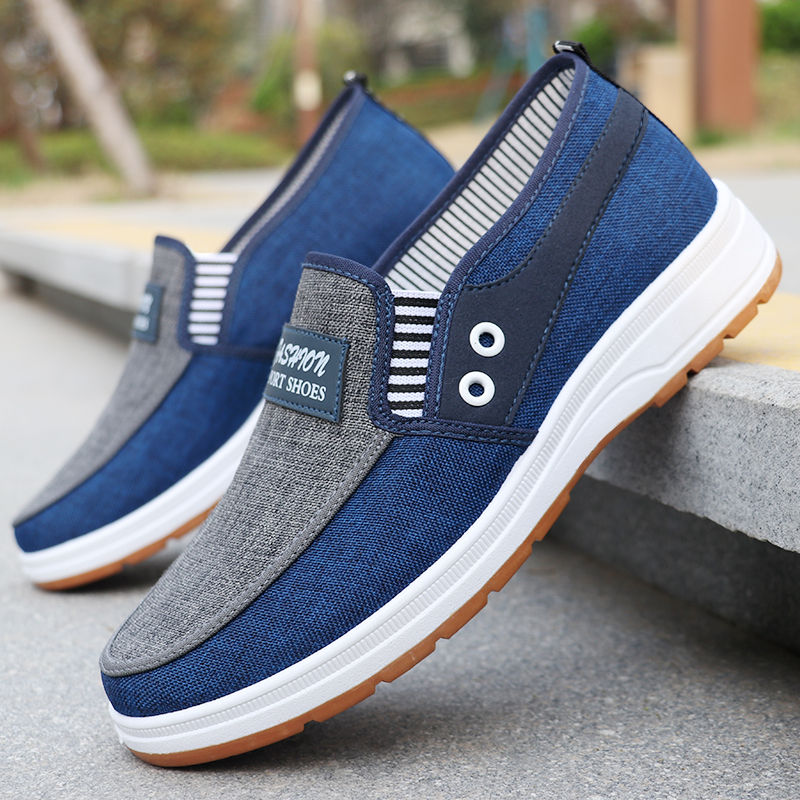 Sapatênis masculino casual em malha sólida slip-on, leve, macio e confortável
