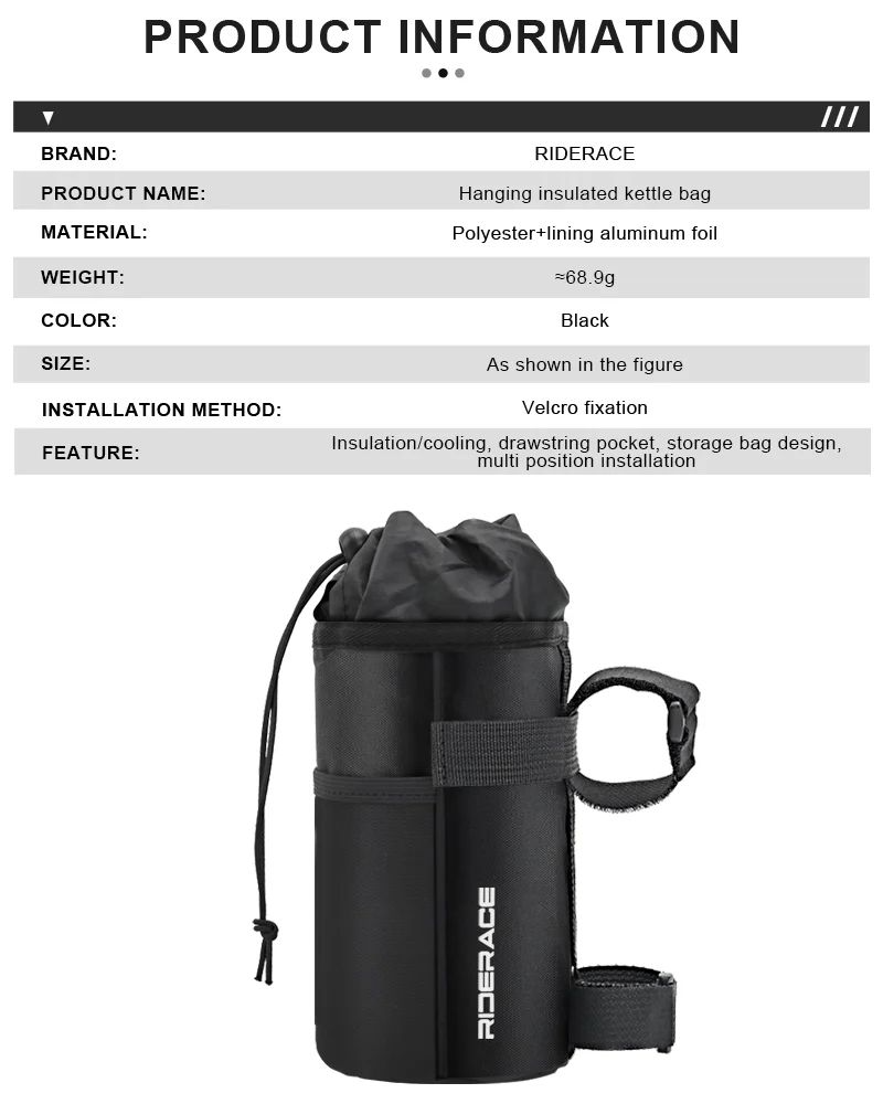 Miniatura: RIDERACE Bike Water Bottle Carrier Pouch Portable MTB Road Cycling Insulated Ket