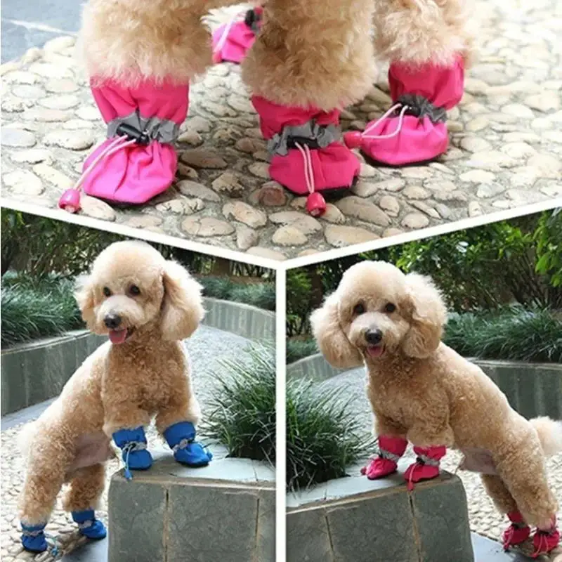 Miniatura: 4pcs/set Waterproof Pet Dog Shoes Anti-slip Rain Boots Footwear for Small Cats D