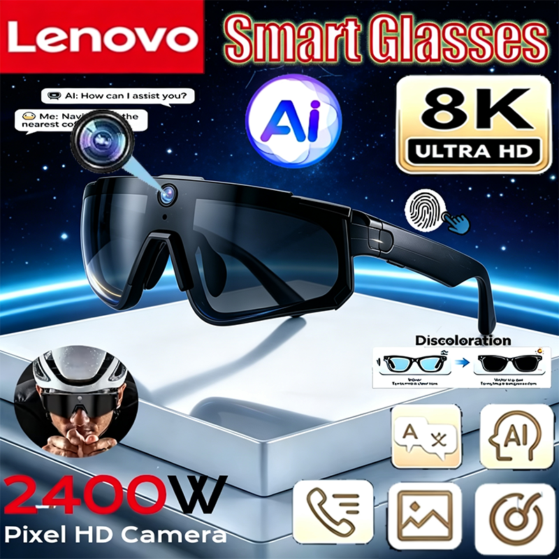 Lenovo 2026 New ChatGPT AI Smart Glasses 2400W 1080P Anti Shake Video Sport Cycl