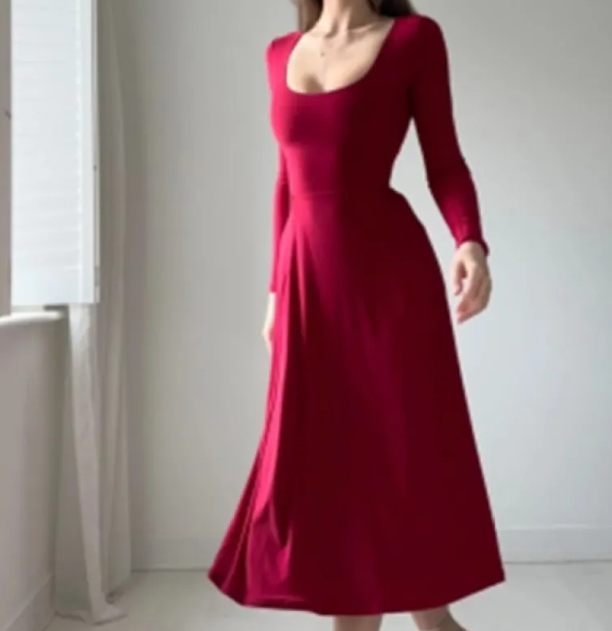 Thumbnail: Women Elegant Long Sleeves Dress