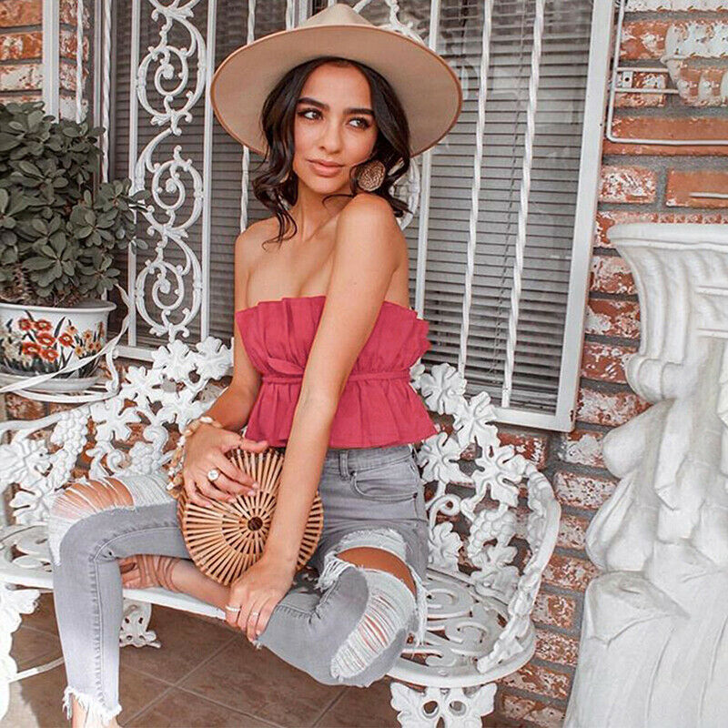 Thumbnail: Off Shoulder Ruffled Tube Top for Women