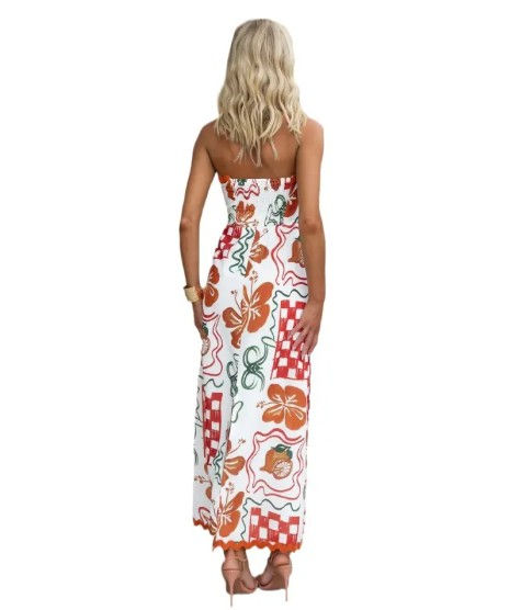 Thumbnail: Women's Chest-wrapped Pleated Casual Dress