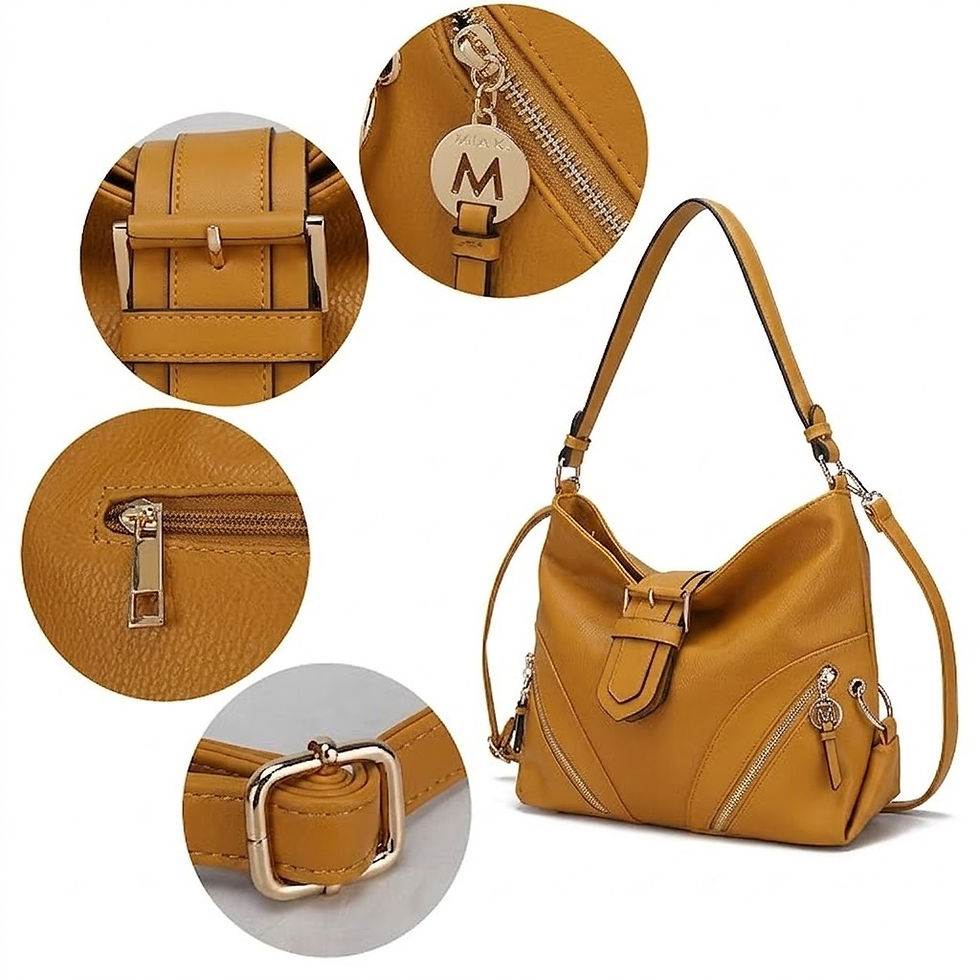 Thumbnail: Structured Gold-Accent Shoulder Bag