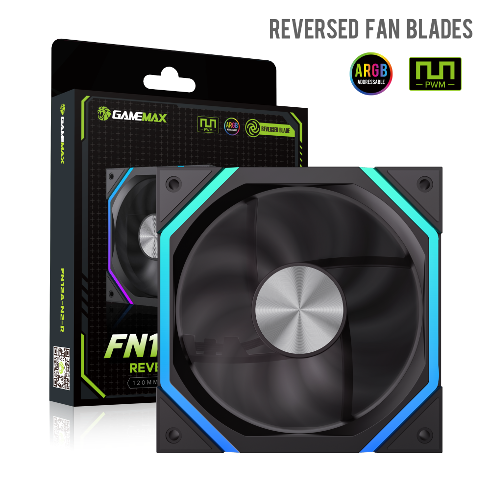 Fan Case ARGB GAMEMAX FN12A-N2-R Aspas Reversibles 12cm Black