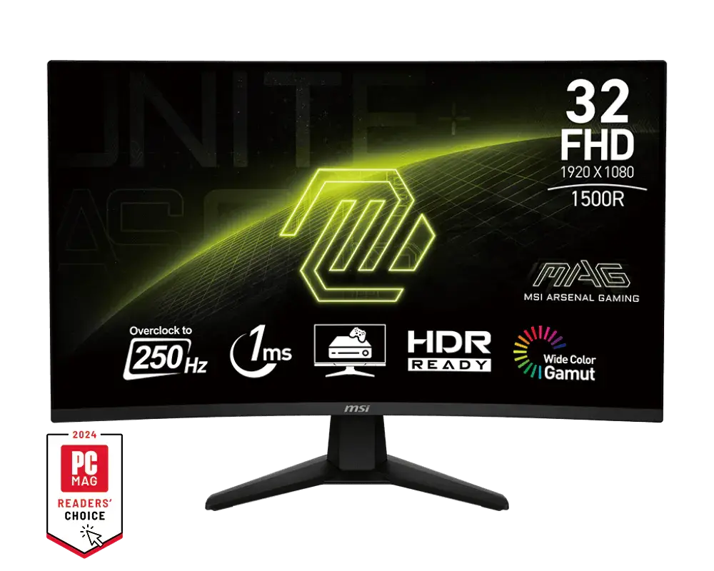 MONITOR MSI 32" GAMING CURVO MAG 32C6X FHD 250Hz NEGRO