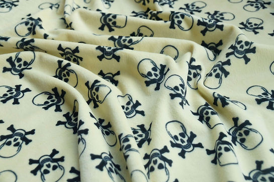Velboa Skull Banana- Fabric Base - Velboa Print - Fabric Base Inc. - FabricBases.com - fau