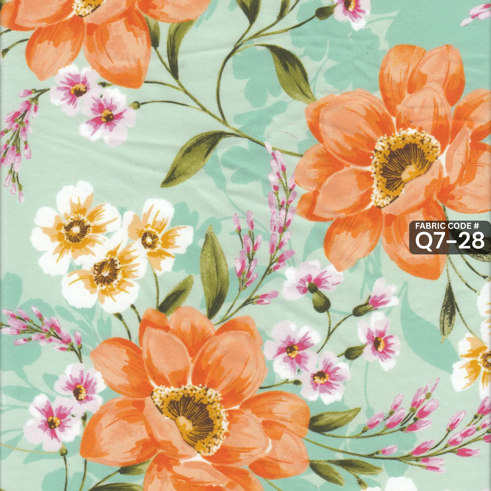 Large Floral Print Knit Spandex Fabric