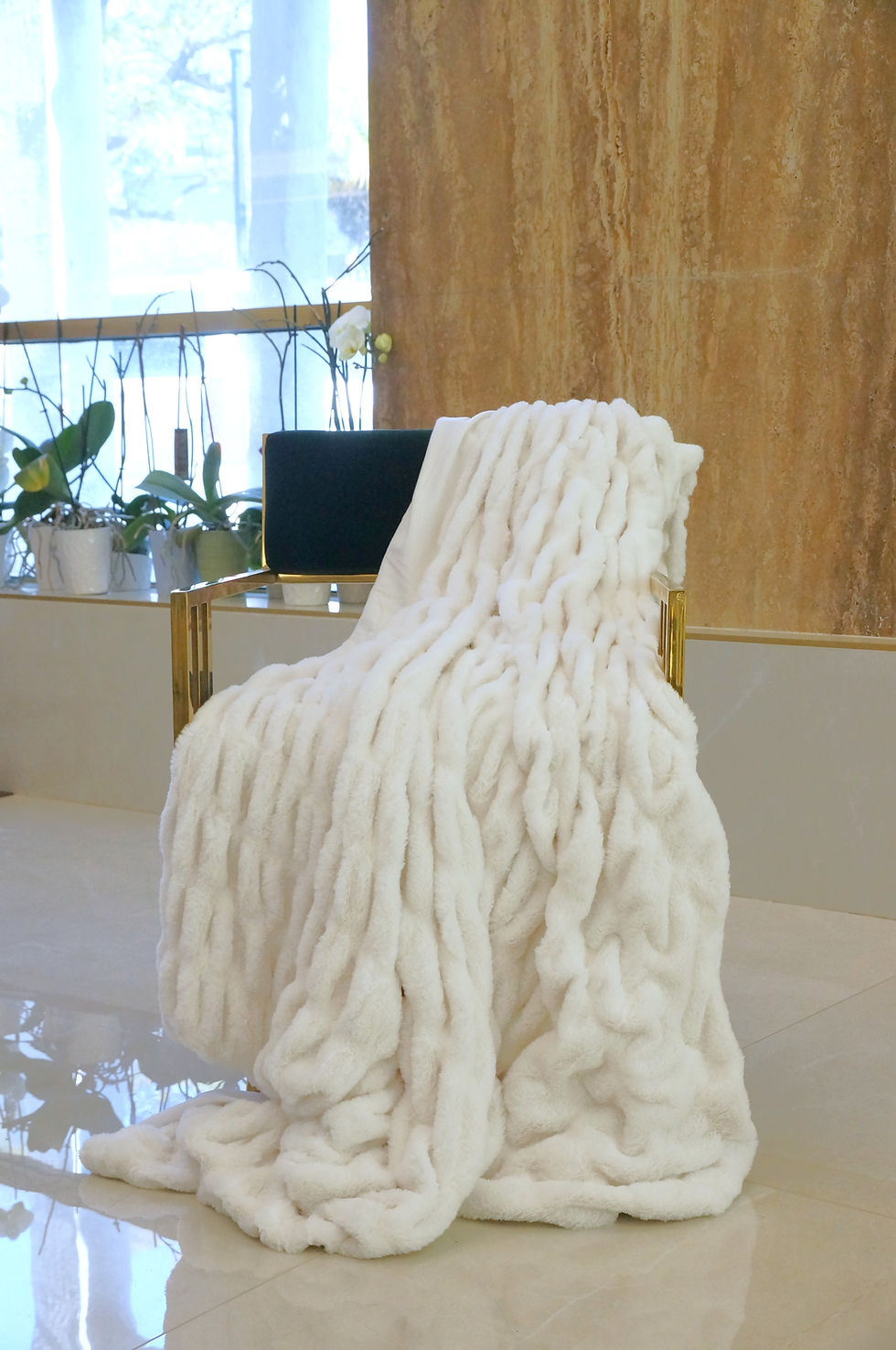 Thumbnail: Ruched Minky Faux Fur Blanket