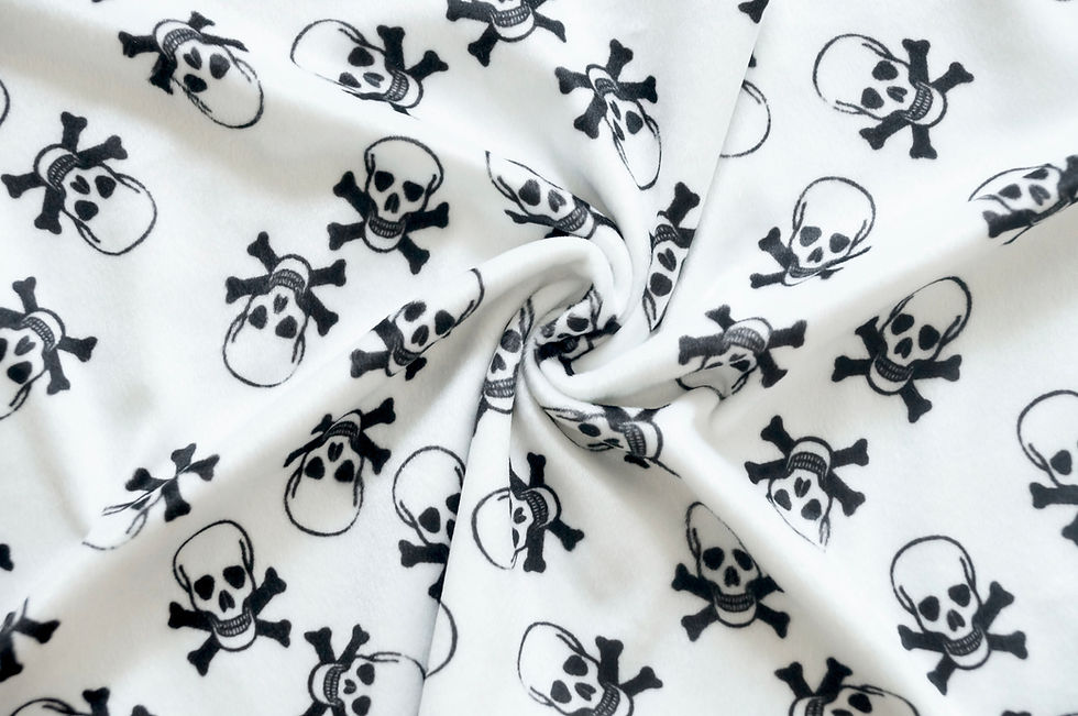 Thumbnail: Velboa Smooth Prints - White Skull -62