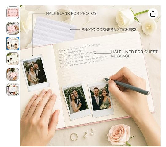 Thumbnail: Floral Pink Guest Book with Photo Spaces