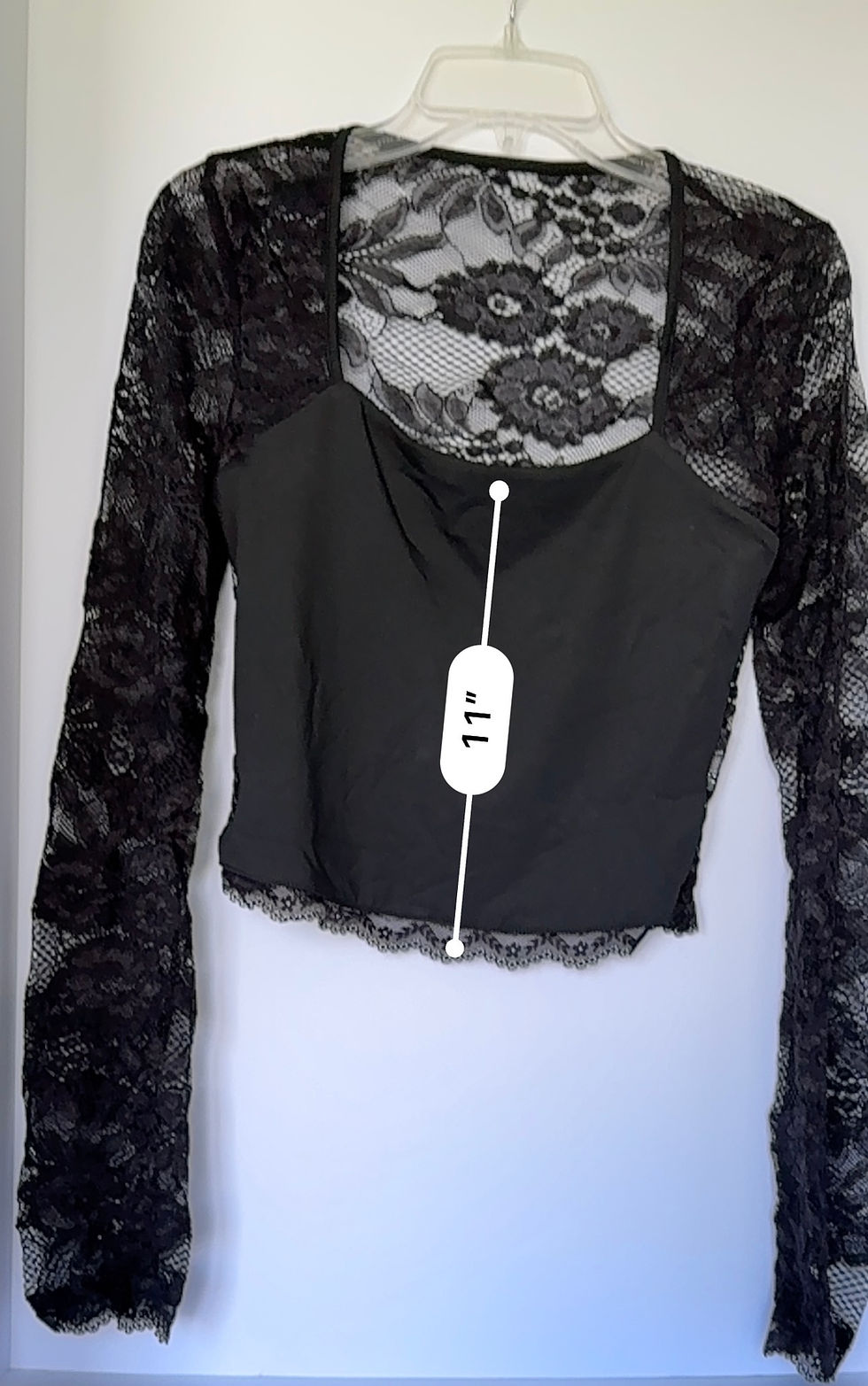 Thumbnail: Black lace crop top, size Medium