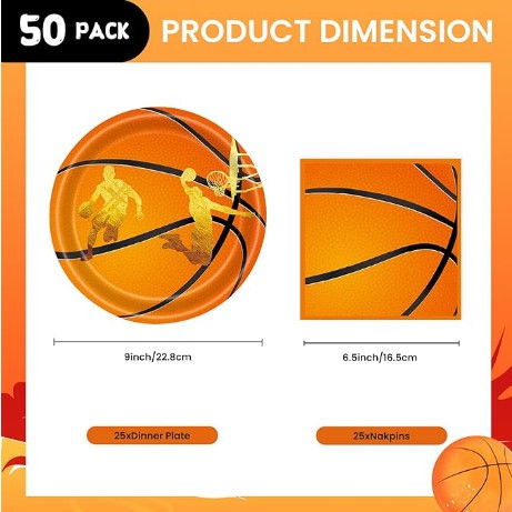 Thumbnail: Basketball Plates and Napkins, 50 Pcs 