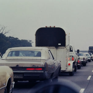 Traffic Jam With Horse Trailer Canvas Print