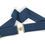 Thumbnail: 2" Denim blue geometric pattern elastic Bedford-Jones belt with gold surcingle buckle