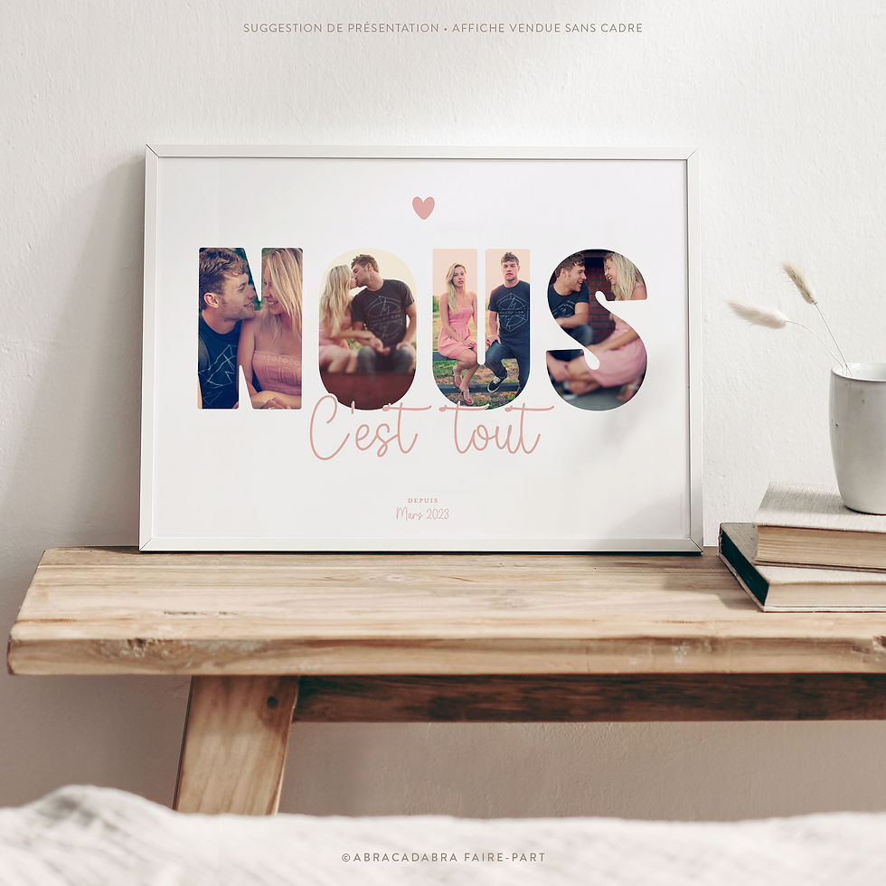 Miniature : Affiche "nous, c'est tout" pour couple, personnalisée avec photos dans lettres