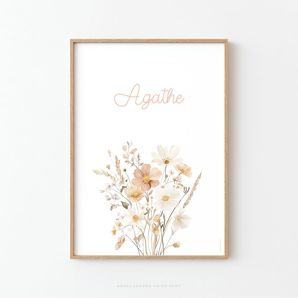 Miniature : affiche personnalisée pour chambre de fille, bouquet de fleurs aquarelle