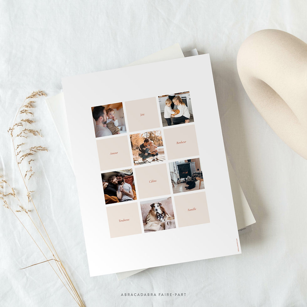 affiche photos façon grille instagram, couleurs et mots doux