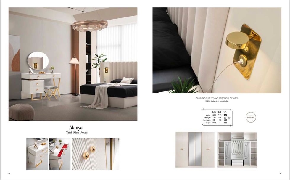 Küçük resim: %100 Mdf Alanya Yatak Odası Takımı