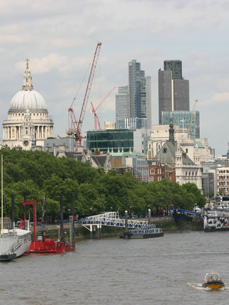 View from Waterloo Bridge with The Leadenhall partially obscuring The Gherkin