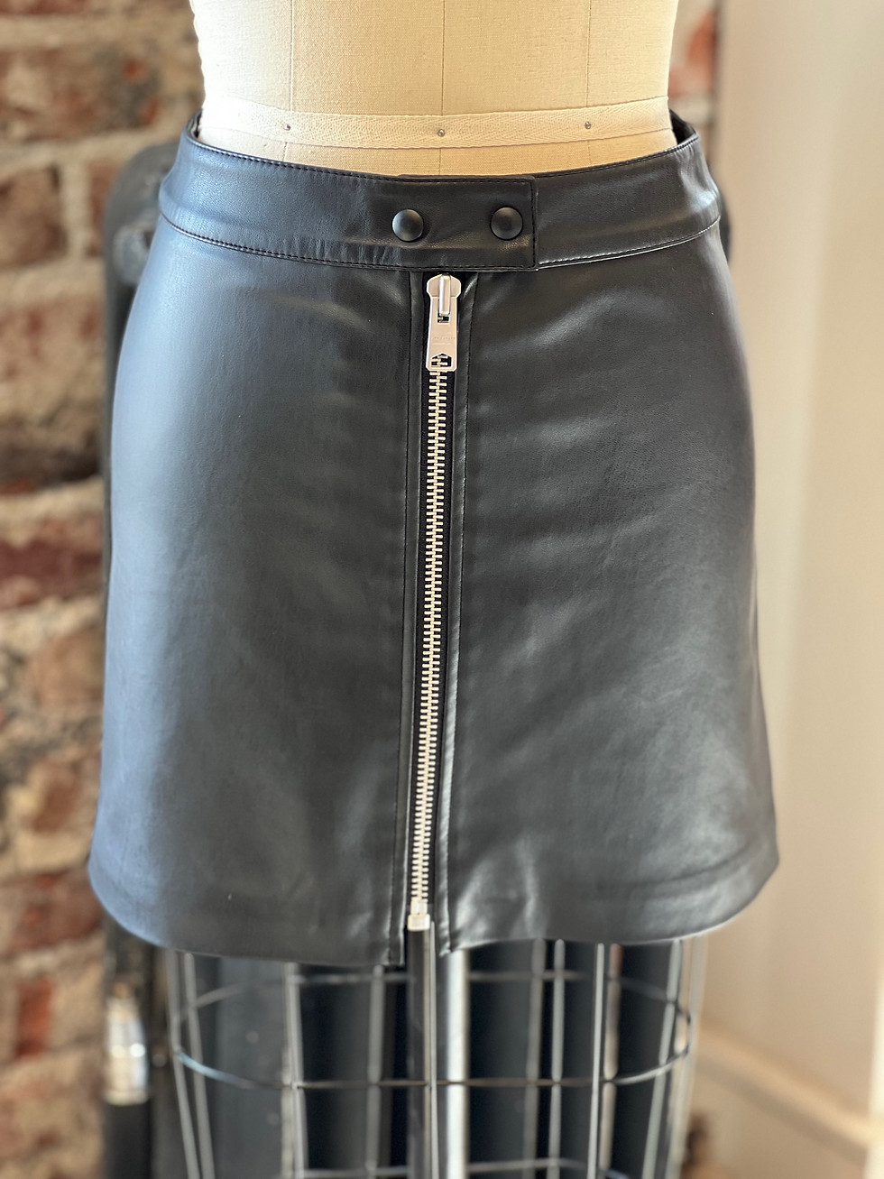 Thumbnail: Black Leather AllSaints Skirt