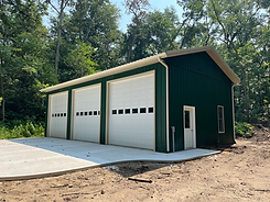 A green Pole Barn in North Webster.