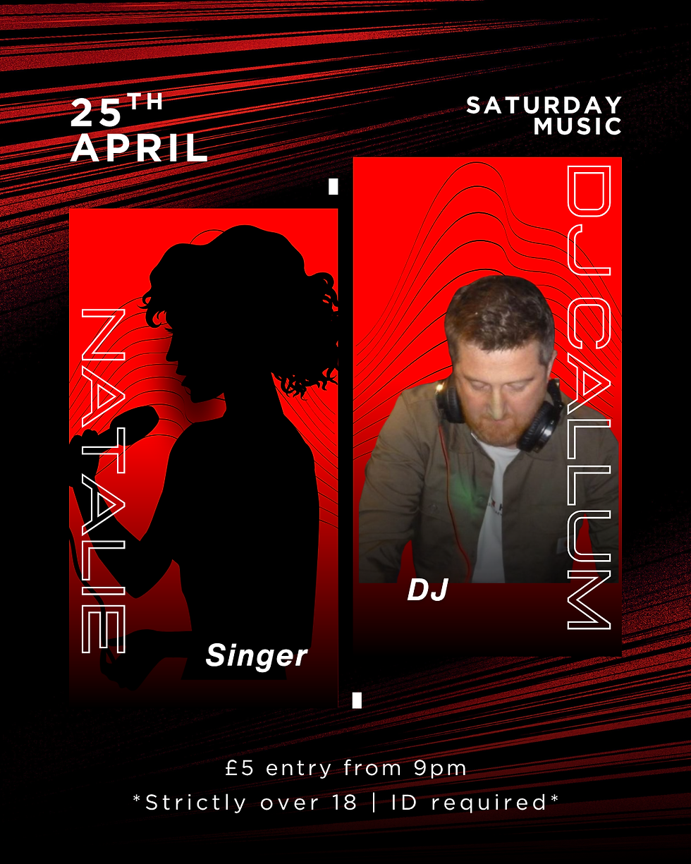 Live music in The Bar with Natalie 🎤 DJ Callum in The Garden 🍻