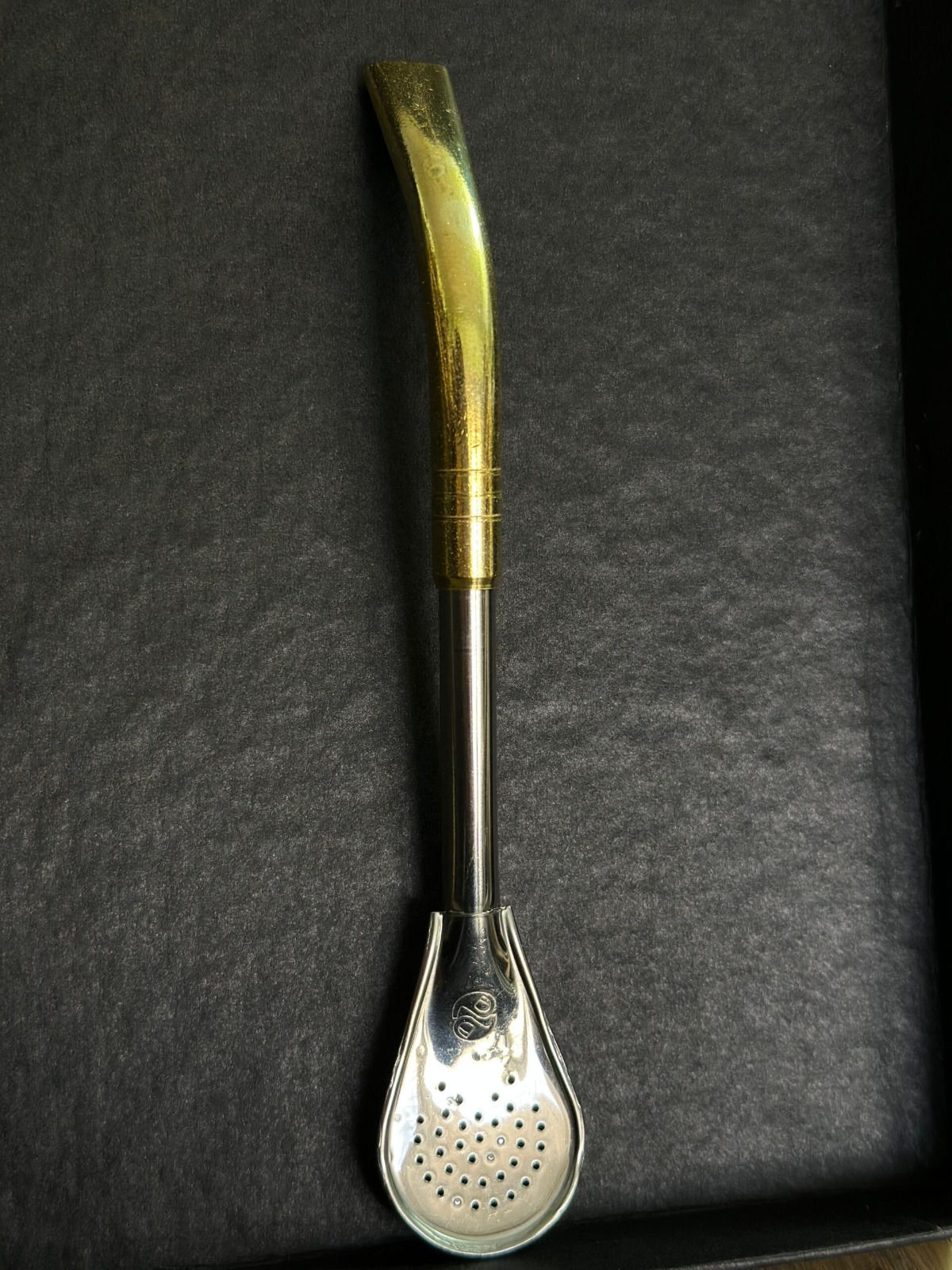 BOMBILLA ACERO PICO DE LORO CUCHARA ALPACA PUNTA DE BRONCE