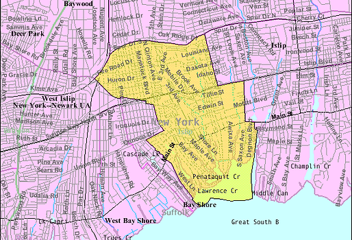 bayshore, ny map