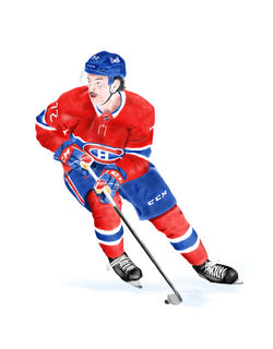 Acrylic painting of Montreal Canadiens player Arber Xhekaj