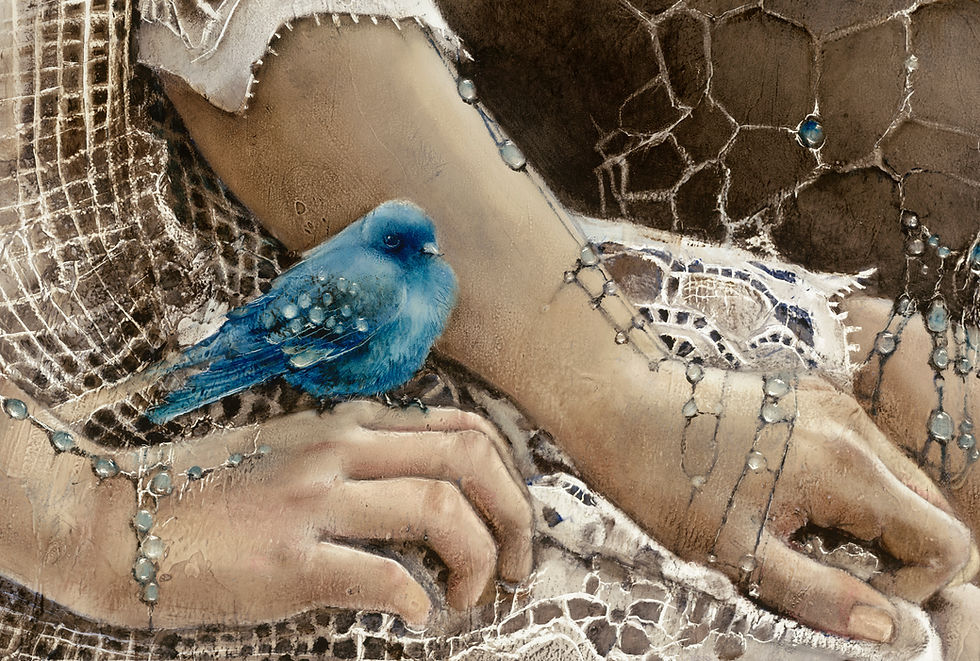 Thumbnail: #286 "Little Blue Bird"    giclée print on canvas
