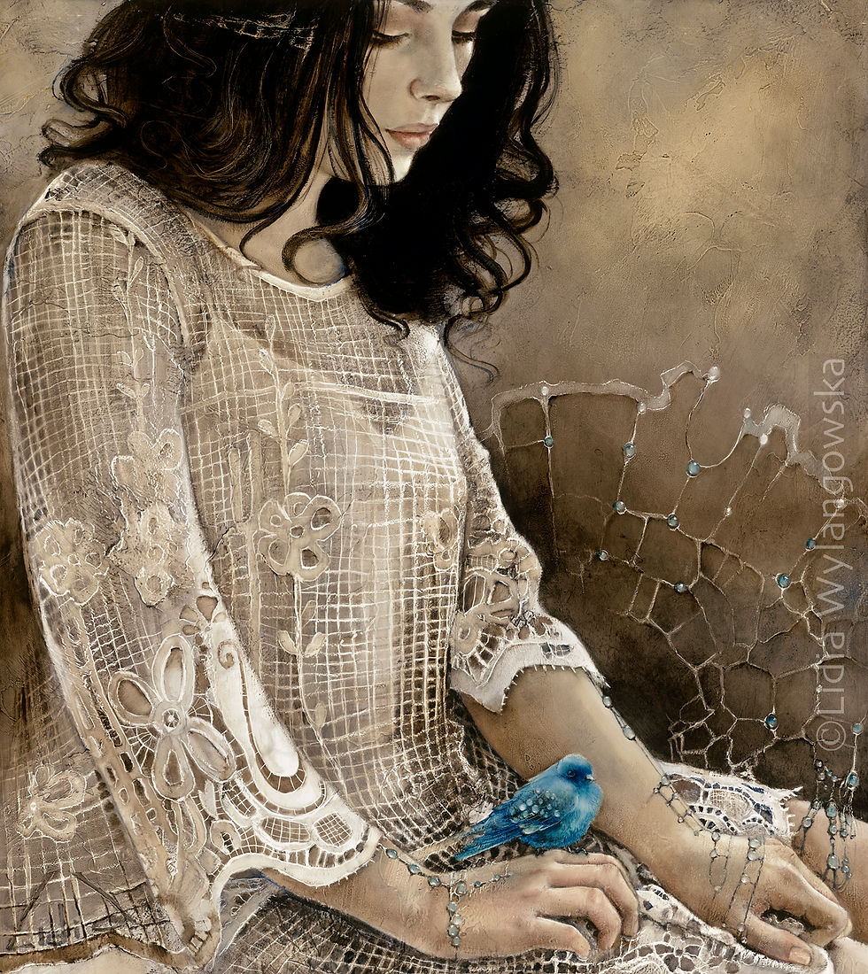 Thumbnail: #286 "Little Blue Bird" original oil painting