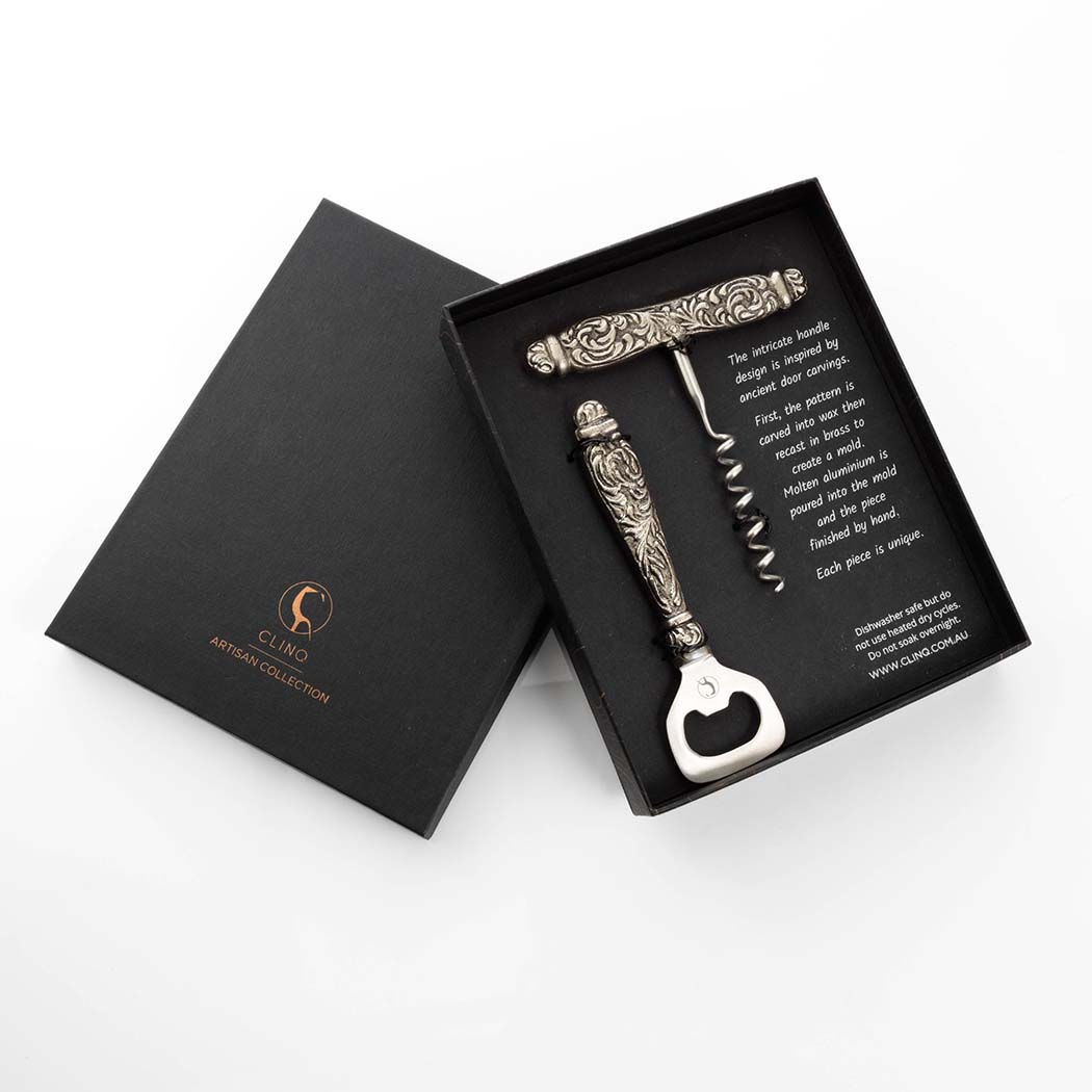 Carved Handle Corkscrew Set