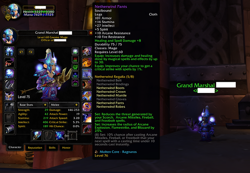 Best in Slot Classic Era Anniversary Realm Mage with P3 Gear for sale