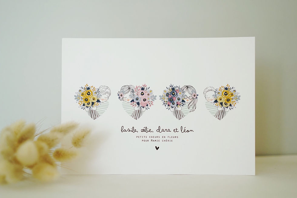 Thumbnail: Affiche A5 ou A4 BOUQUET COEUR