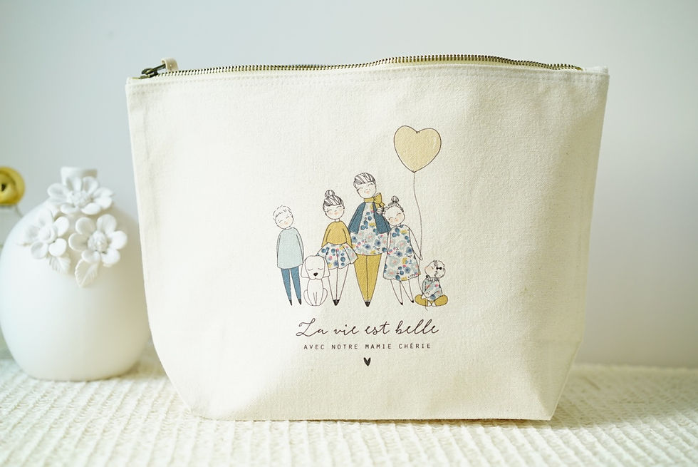 Miniature : Trousse MAMIE FAMILY fleurs bleues
