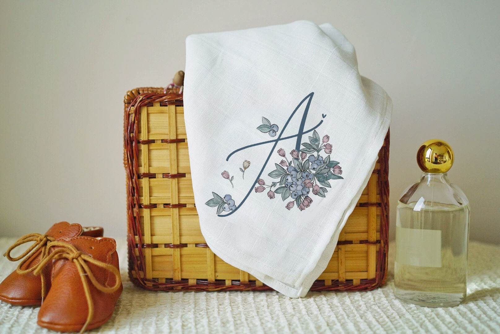 Lange blanc INITIALE BLUEBERRY